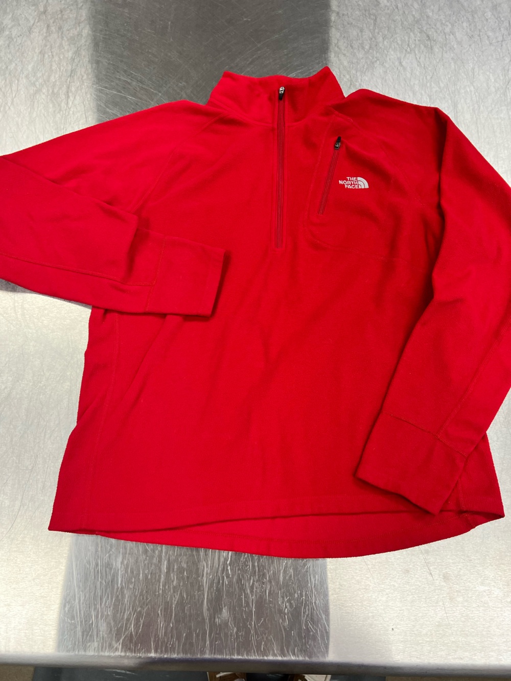 The North Face Men's Red Half-Zip Fleece Pullover Large